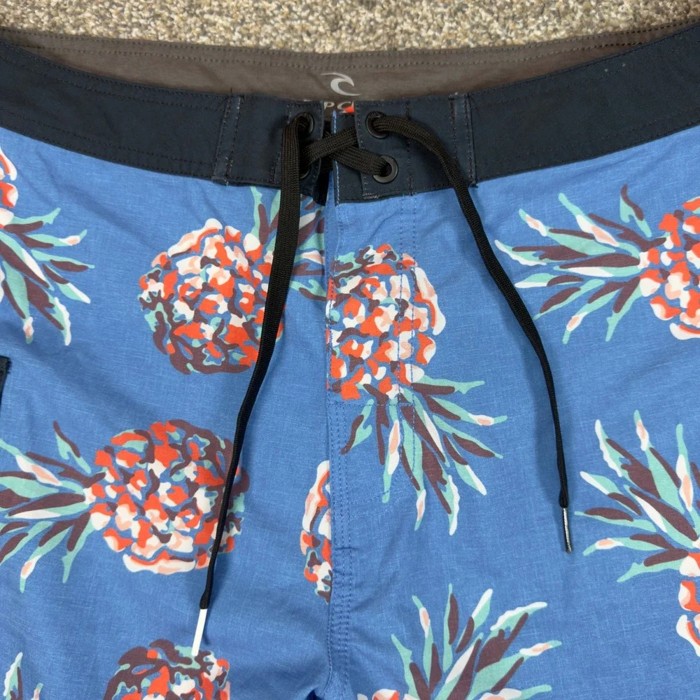 Rip Curl Mirage Board Shorts Mens 32 Blue Pineapple‎ Tropical Swim Trunks 03NMBO